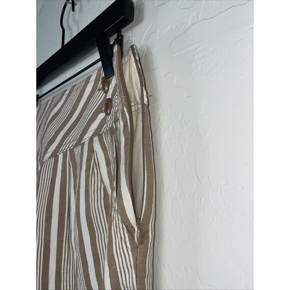 Trina Turk Size 4 Mini Skirt Tan Cream Stripe Miniskirt Linen Cotton - Picture 4 of 7